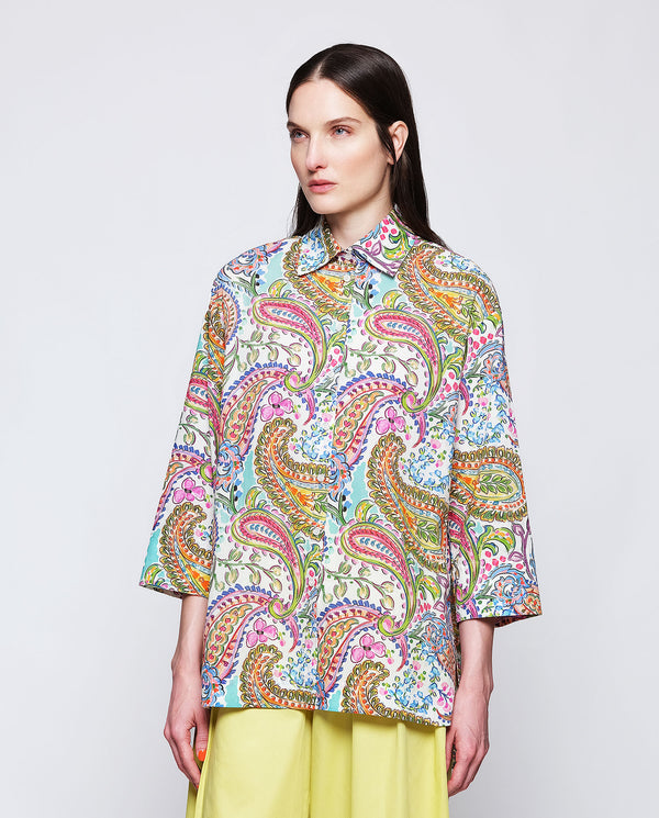 Camisa algodón estampado paisley multicolor by MIR