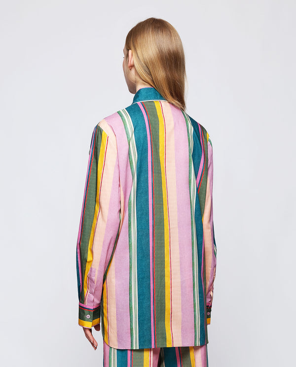 Camisa de algodón rayas multicolor by MIRTO