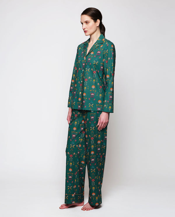 Pijama algodón estampado floral verde by MIRTO