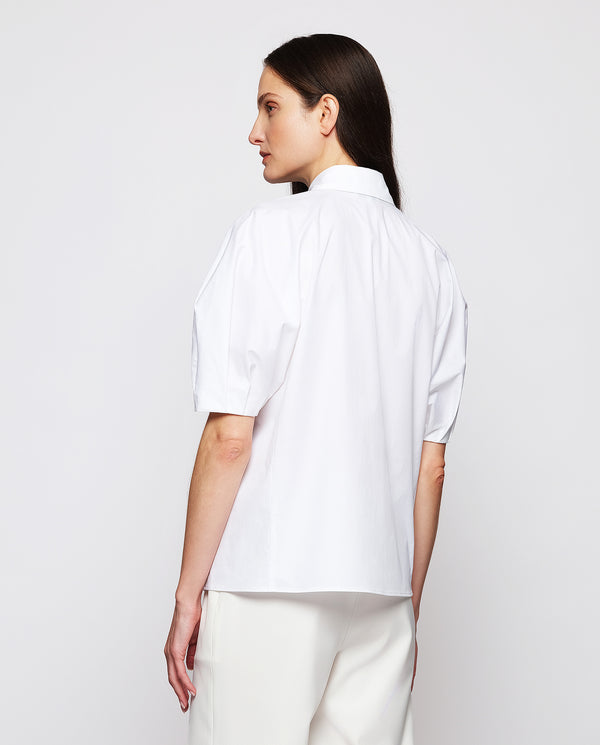 Camisa de manga corta en algodón blanco by MIRTO