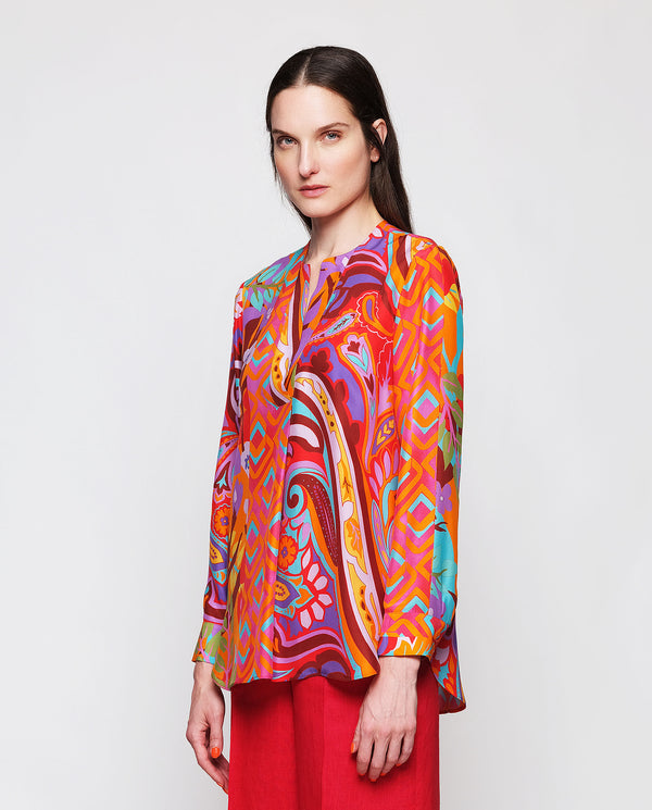 Blusa de seda estampado multicolor by MIRTO