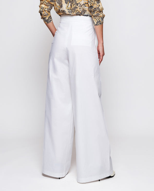 Pantalón ancho de algodón blanco by MIRTO
