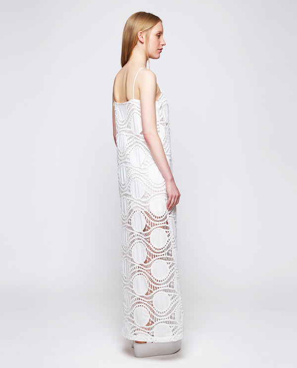 Vestido largo de crochet algodón blanco by MIRTO