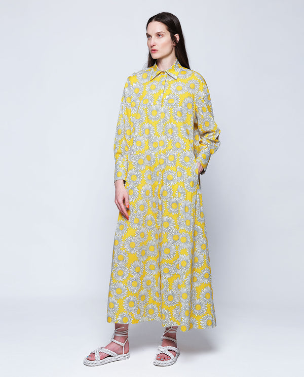 Vestido camisero estampado floral amarillo by MIRT
