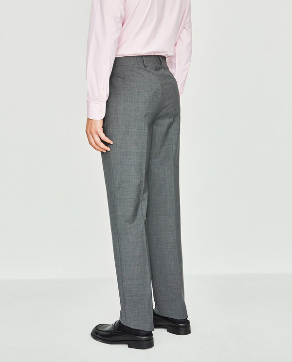 Pantalon regular fit con pliegues gris