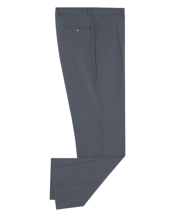 Pantalón lana fría regular fit con pliegues gris medio Big&tall