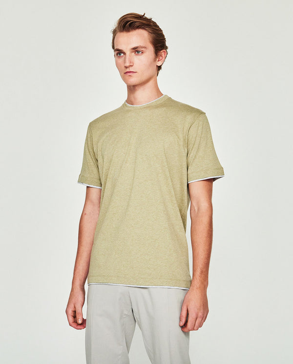 Camiseta punto manga corta sin bolsillo verde by M