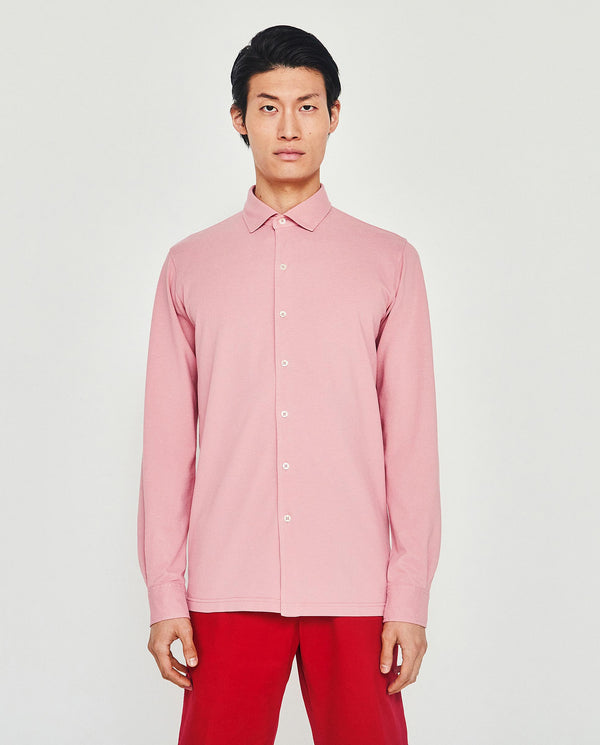 Camisa casual de punto manga larga rosa by MIRTO