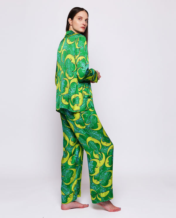 Pijama estampado de lunas verde by MIRTO