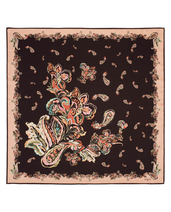 Pañuelo de seda estampado paisley burdeos by MIRTO