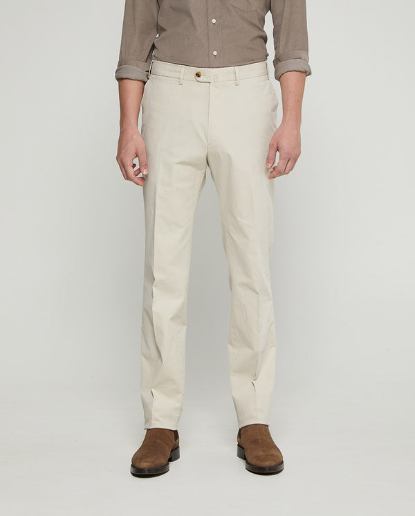 Pantalón regular fit algodón stretch beige