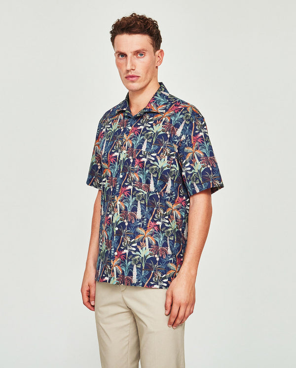 Camisa Hawaiana estampada manga corta marino by MI