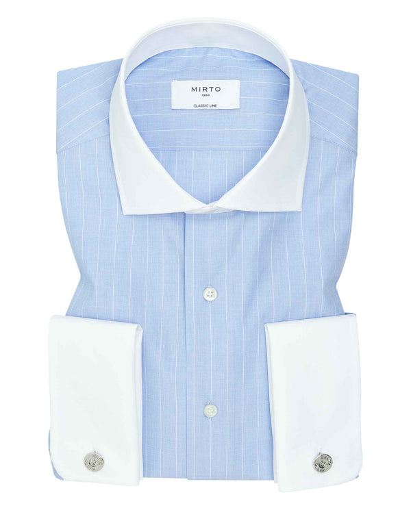Camisa de vestir de algodón rayas azules by MIRTO