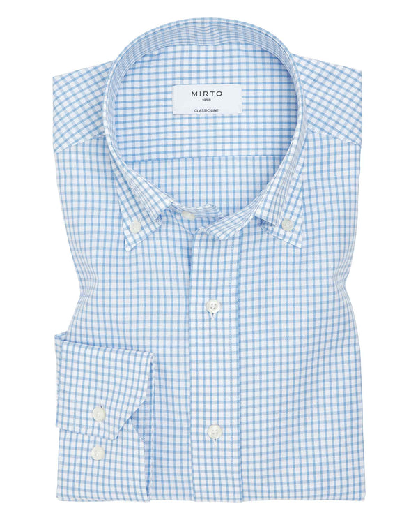 Camisa de vestir de algodón cuadros azules by MIRT