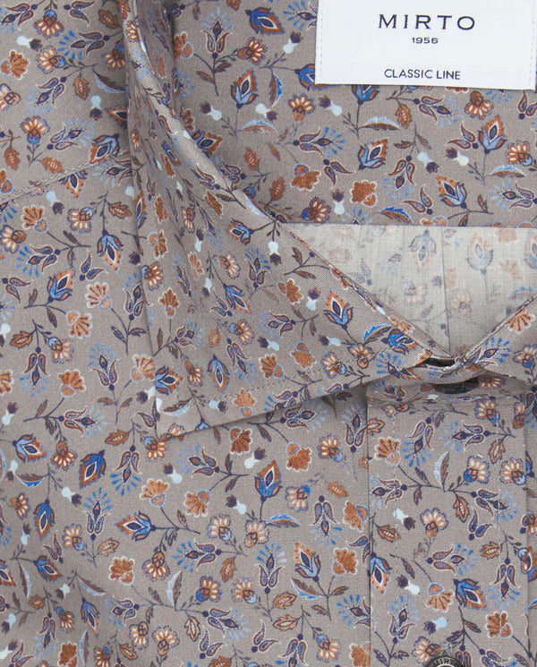 Camisa casual de algodón estampado gris by MIRTO