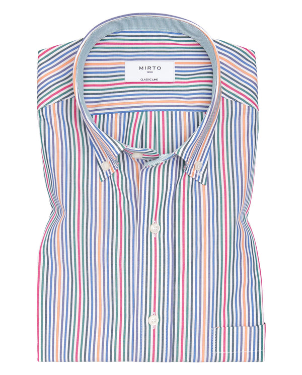 Camisa casual de algodón rayas multicolor by MIRTO