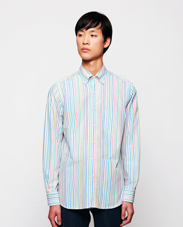 Camisa casual de algodón rayas multicolor by MIRTO