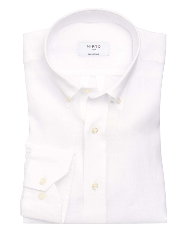 Camisa casual de lino blanca by MIRTO