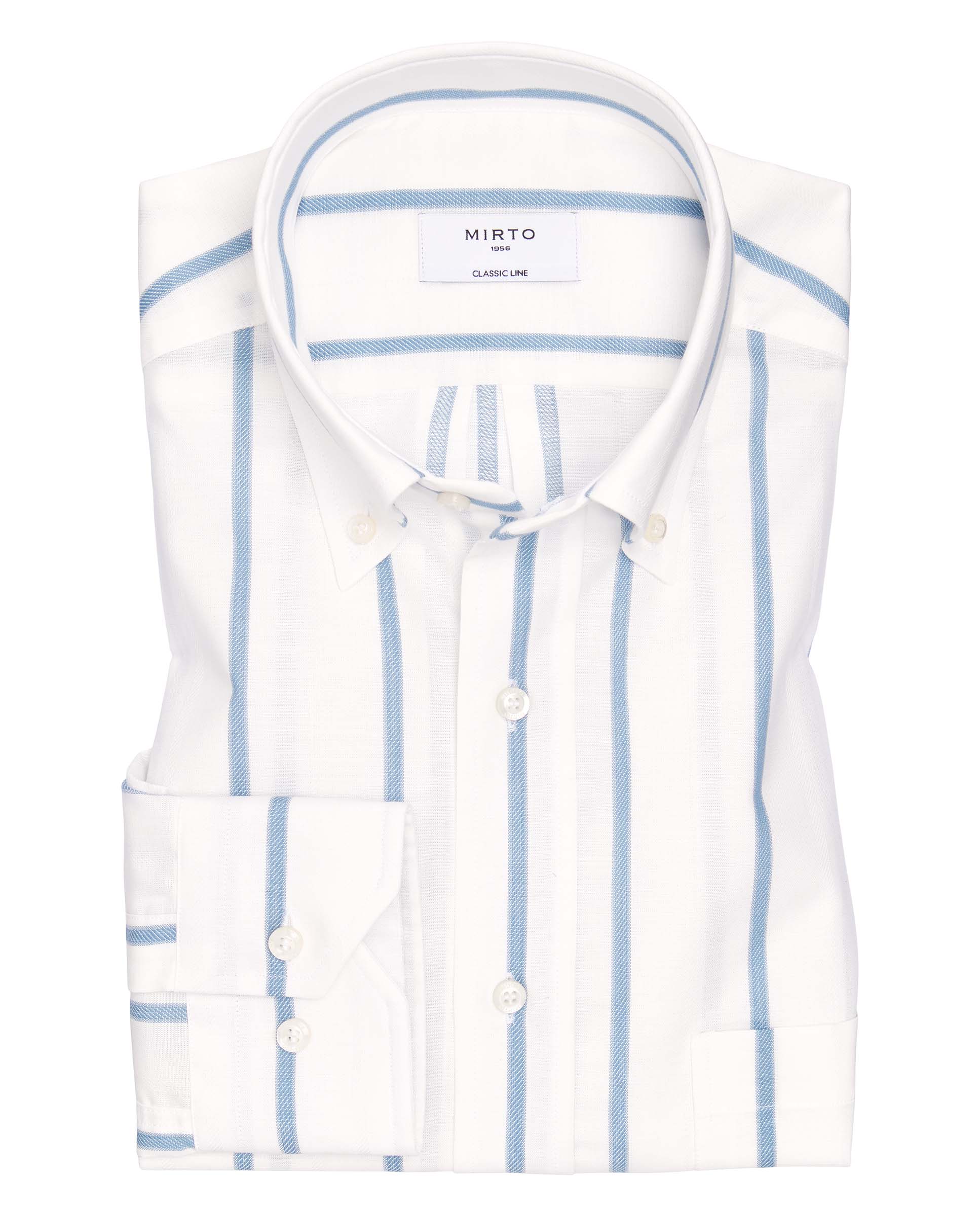 Camisa casual de algodón rayas azul y blanco by MI