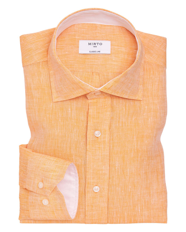 Camisa casual de lino naranja by MIRTO