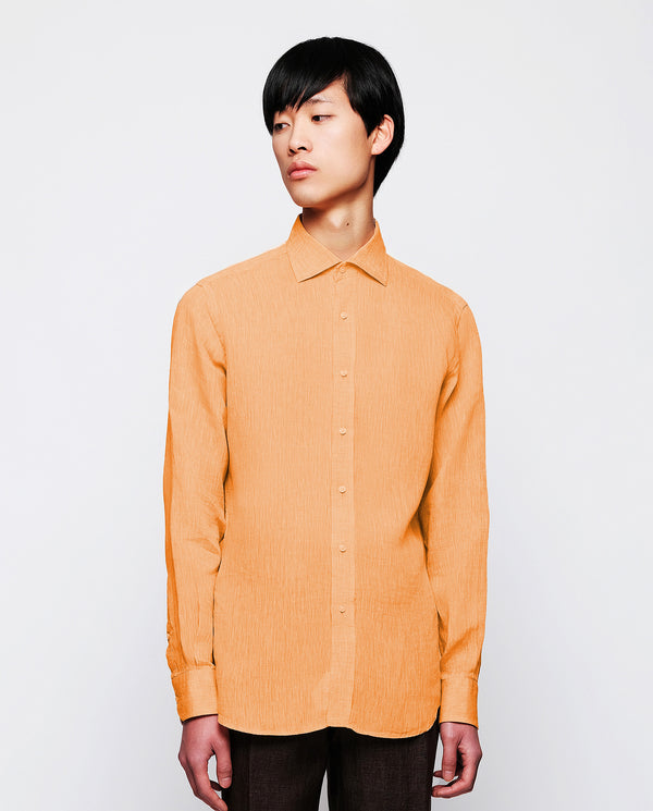 Camisa casual de lino naranja by MIRTO