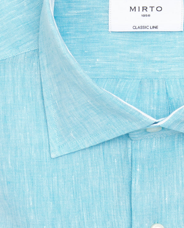 Camisa casual de lino azul clara by MIRTO