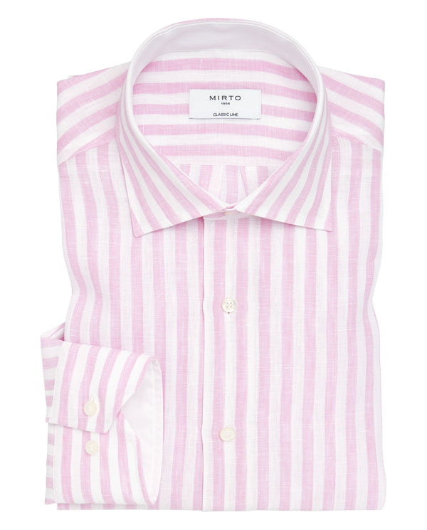 Camisa casual manga larga rayas de lino by MIRTO
