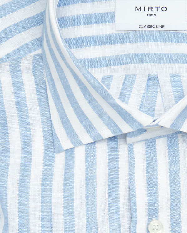 Camisa casual manga larga rayas de lino by MIRTO