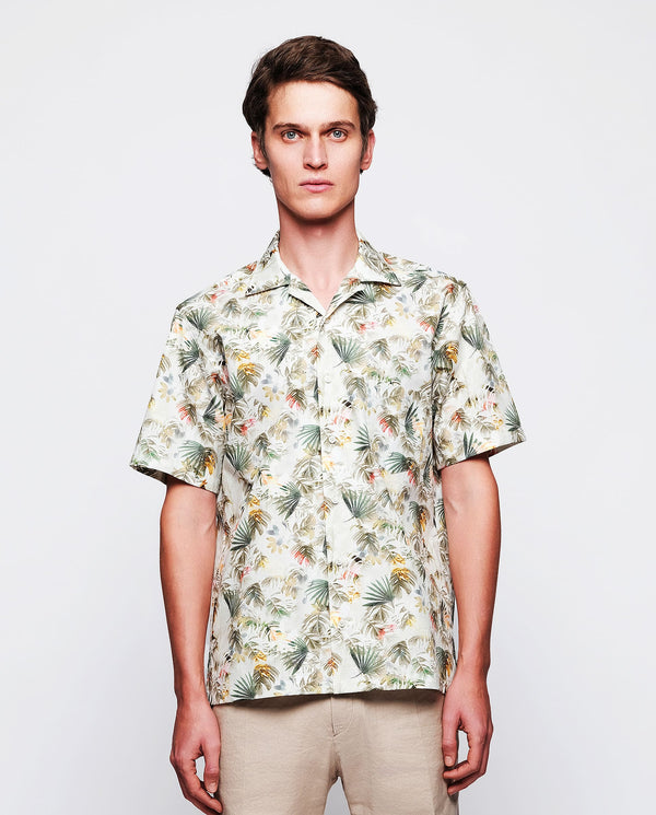 Camisa Hawaiana de algodón estampada verde y by MI