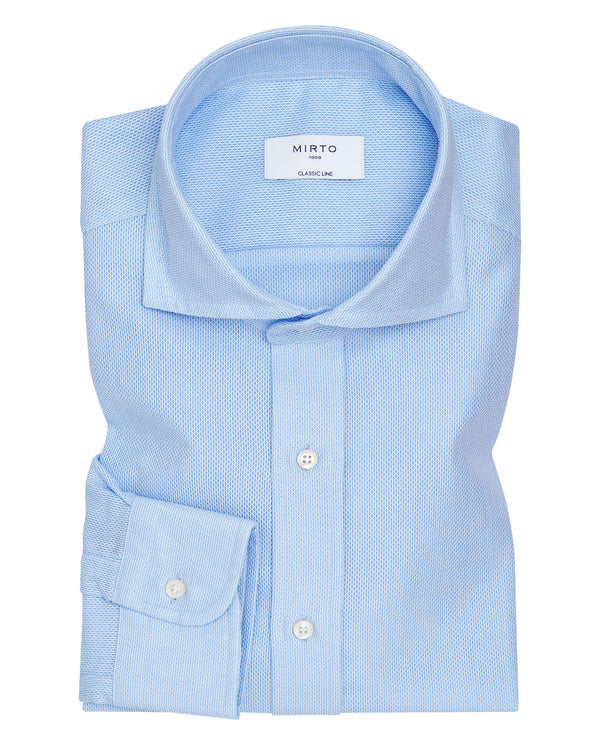 Camisa vestir de algodón azul by MIRTO