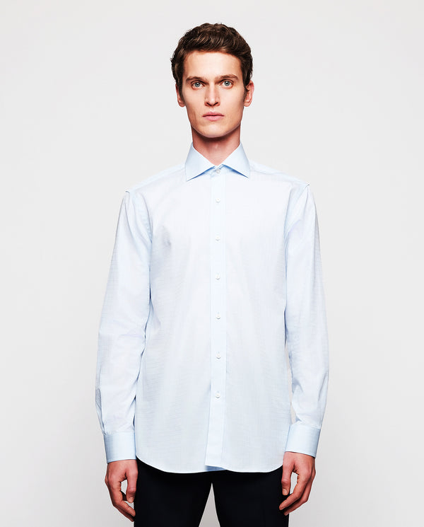 Camisa vestir de algodón cuadros azul by MIRTO