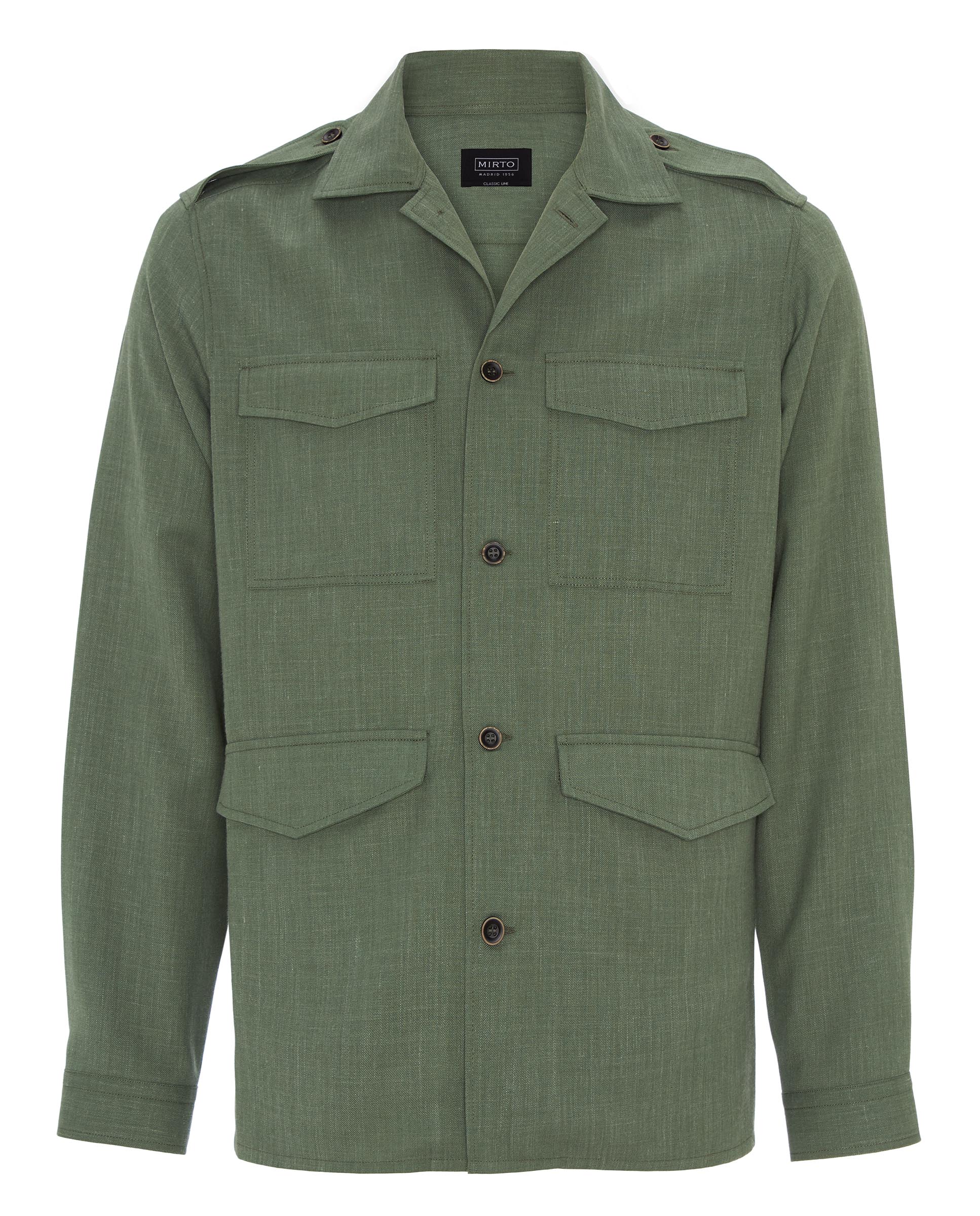 Camisa sahariana lisa 4 bolsillos verde – 08440-0051