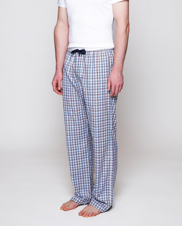 Pantalón largo de pijama de algodón azul by MIRTO