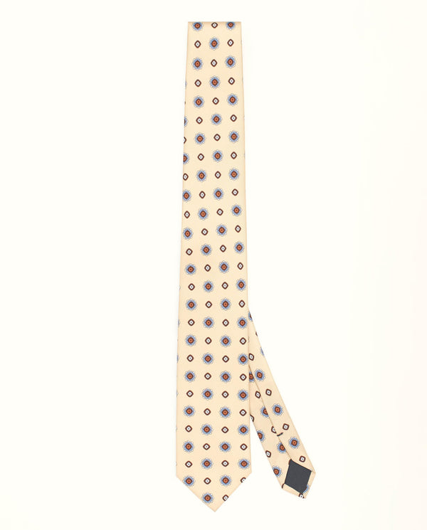 Corbata twill estampado geométrico beige by MIRTO