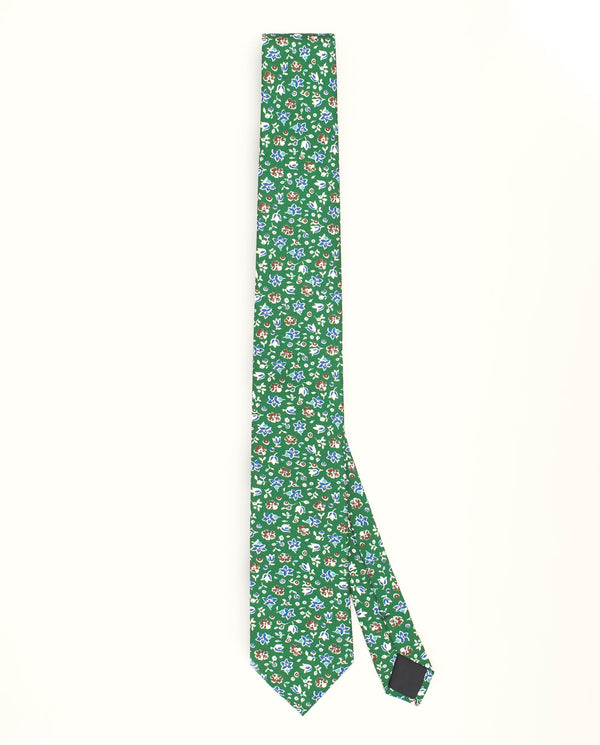 Corbata twill estampado floral verde by MIRTO