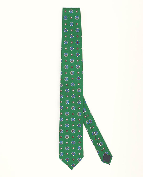 Corbata twill estampado geométrico verde by MIRTO