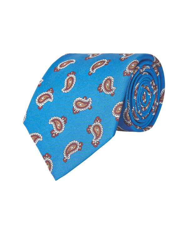 Corbata twill estampado paisley azul by MIRTO
