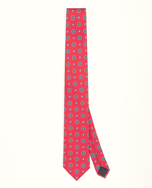 Corbata twill estampado geométrico rojo by MIRTO