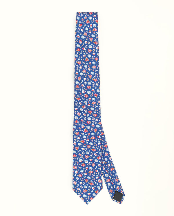 Corbata twill estampado floral azul marino by MIRT