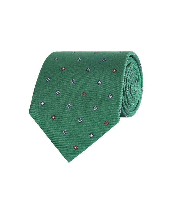 Corbata twill micro estampado floral verde by MIRT