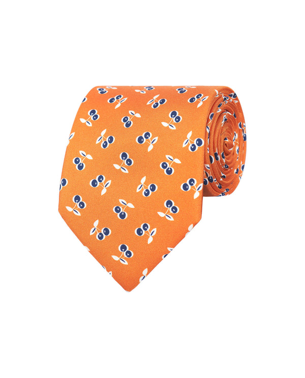 Corbata twill estampado frutal naranja by MIRTO