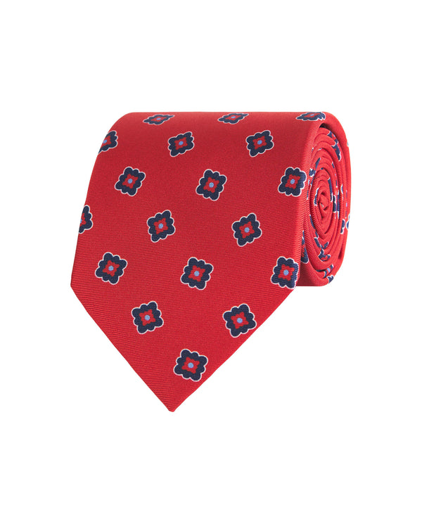 Corbata twill estampado geométrico rojo by MIRTO