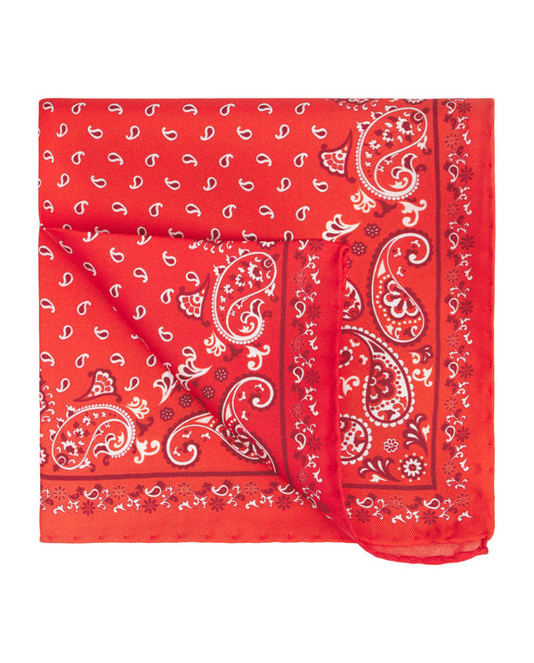 Pañuelo estampado de seda rojo by MIRTO
