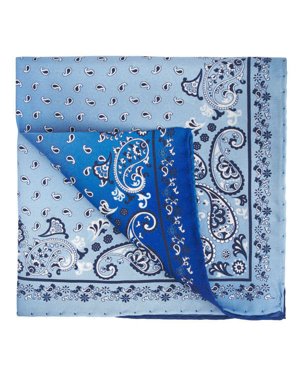 Pañuelo estampado de seda azul by MIRTO
