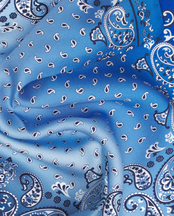 Pañuelo estampado de seda azul by MIRTO