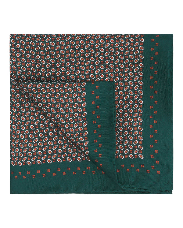 Pañuelo estampado de seda verde oscuro by MIRTO
