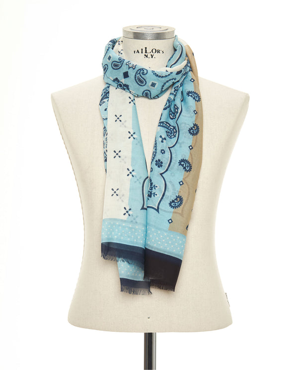 Foulard estampado de algodón azul celeste by MIRTO