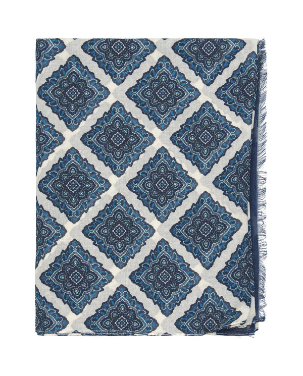Foulard estampado de algodón azul oscuro by MIRTO