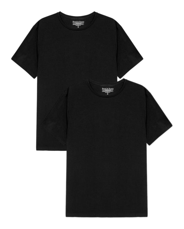 Pack 2 camisetas elásticas cuello caja algodón orgánico negras