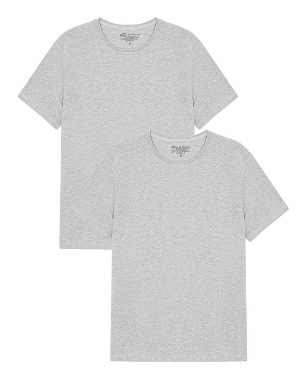 Pack 2 camisetas elásticas cuello caja algodón orgánico gris melange
